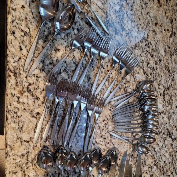 VINTAGE SEARS SILVERWARE FLATWARE SET 49 PIECE FORKS SPOONS KNIVES ETC - Picture 1 of 8